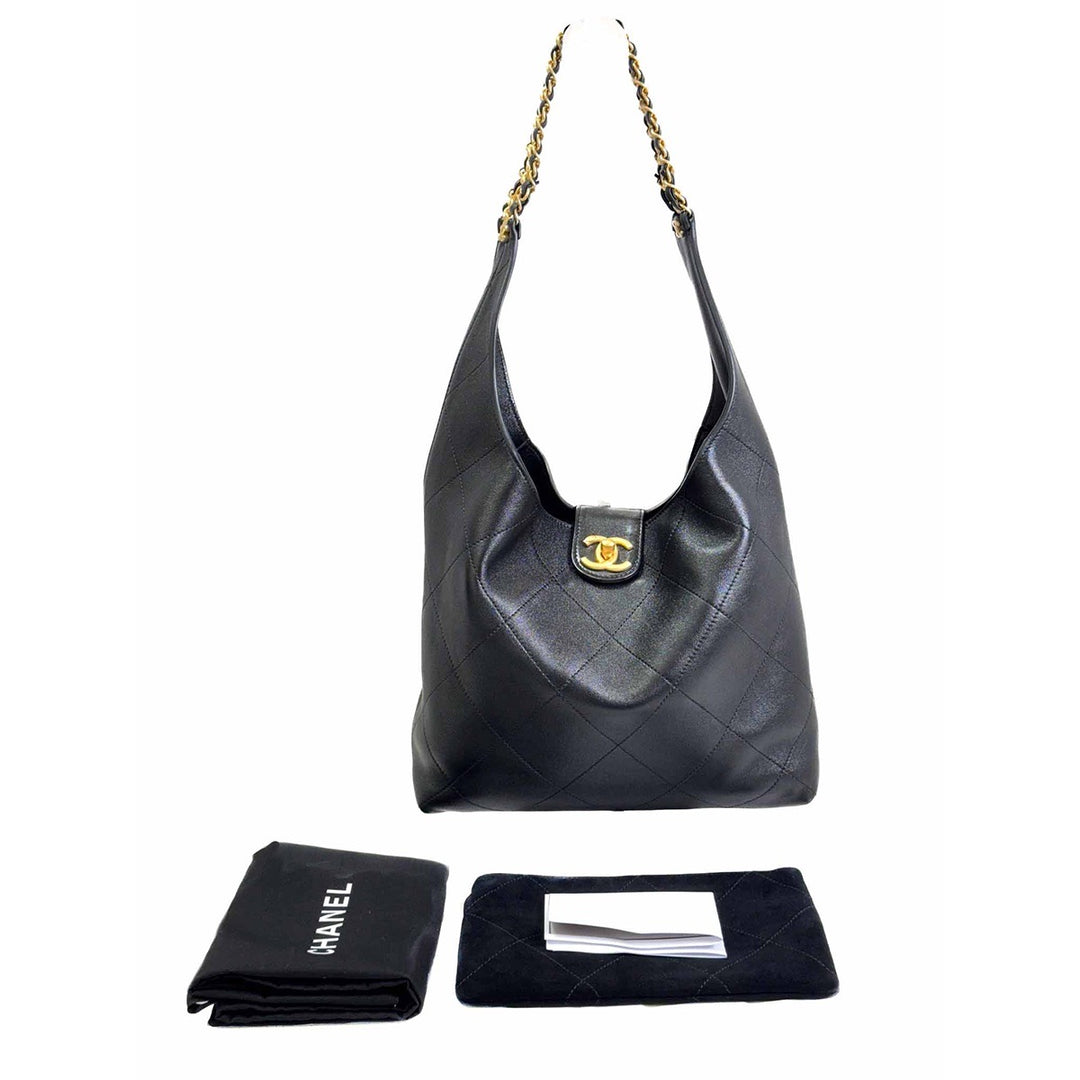 Chanel 25P Black Hobo Bag