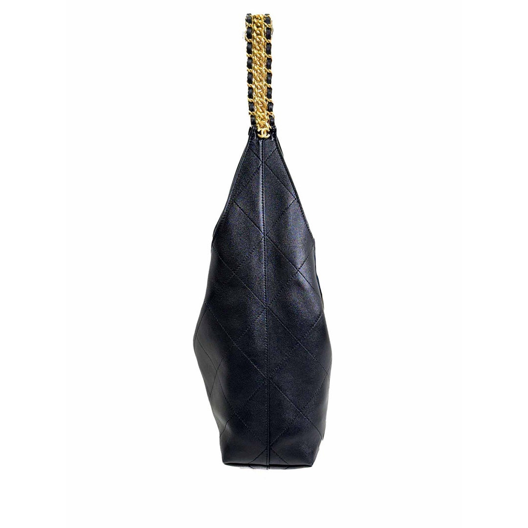 Chanel 25P Black Hobo Bag