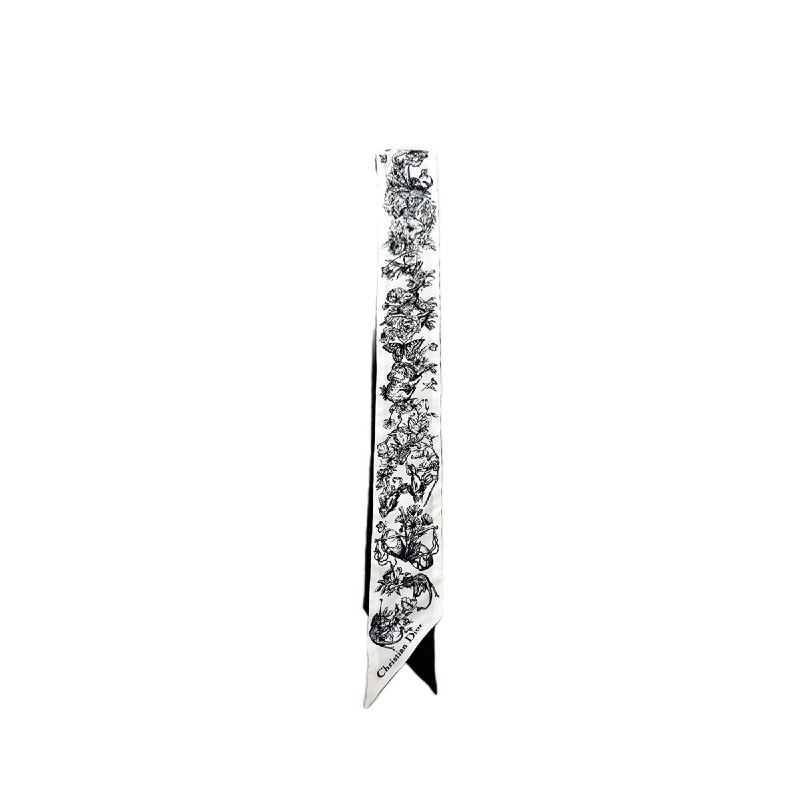 Dior Black and White Silk Twilly