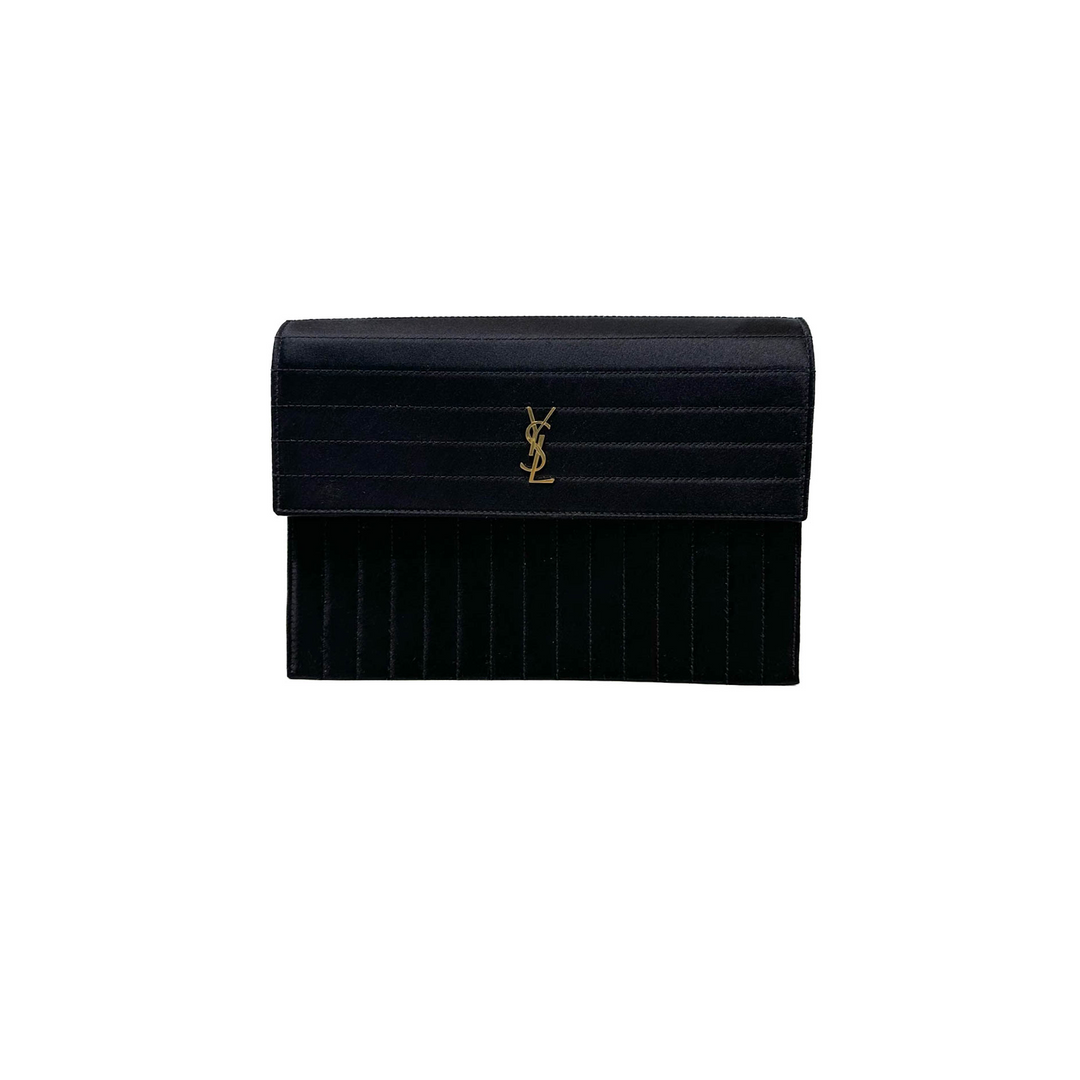 Saint Laurent Black Quilted Satin Shoulder Bag - Jiaxyk