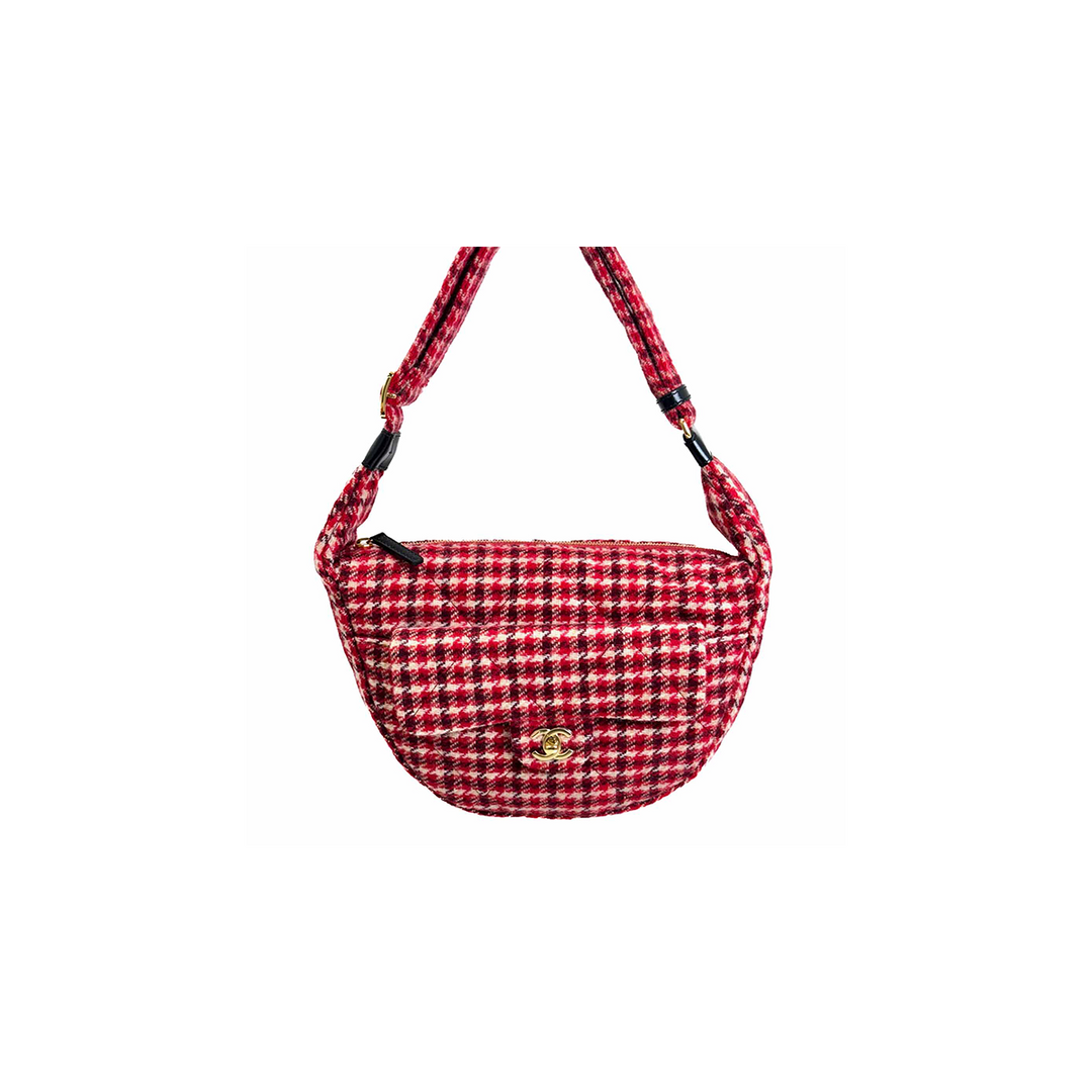 Chanel Red Tweed Hobo Bag