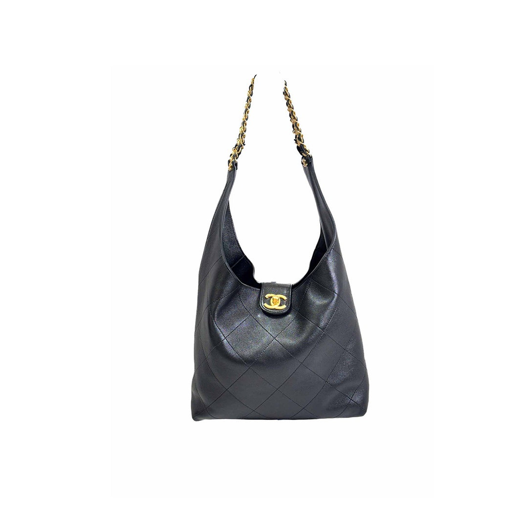 Chanel 25P Black Hobo Bag