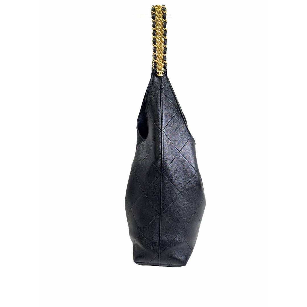 Chanel 25P Black Hobo Bag
