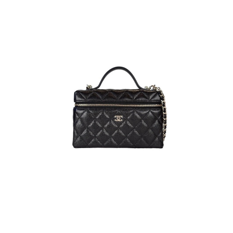 Chanel Black Caviar Top Handle Vanity Bag