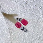 Natural Cabochon Rubellite Tourmaline Diamond Ring D2.85ct d0.20ct, 18K