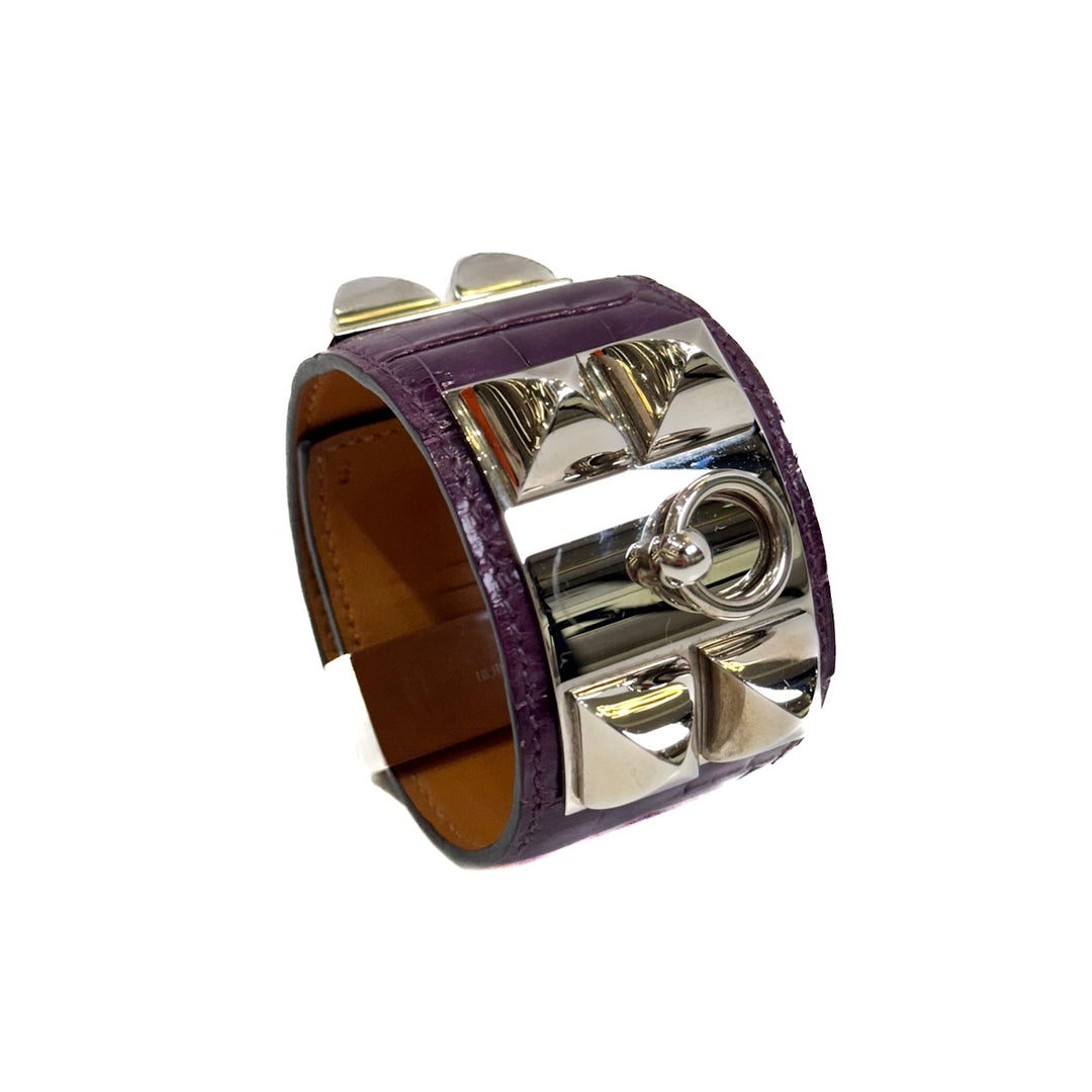 Hermes Collier de Chien Alligator Purple Bangle #S - Jiaxyk