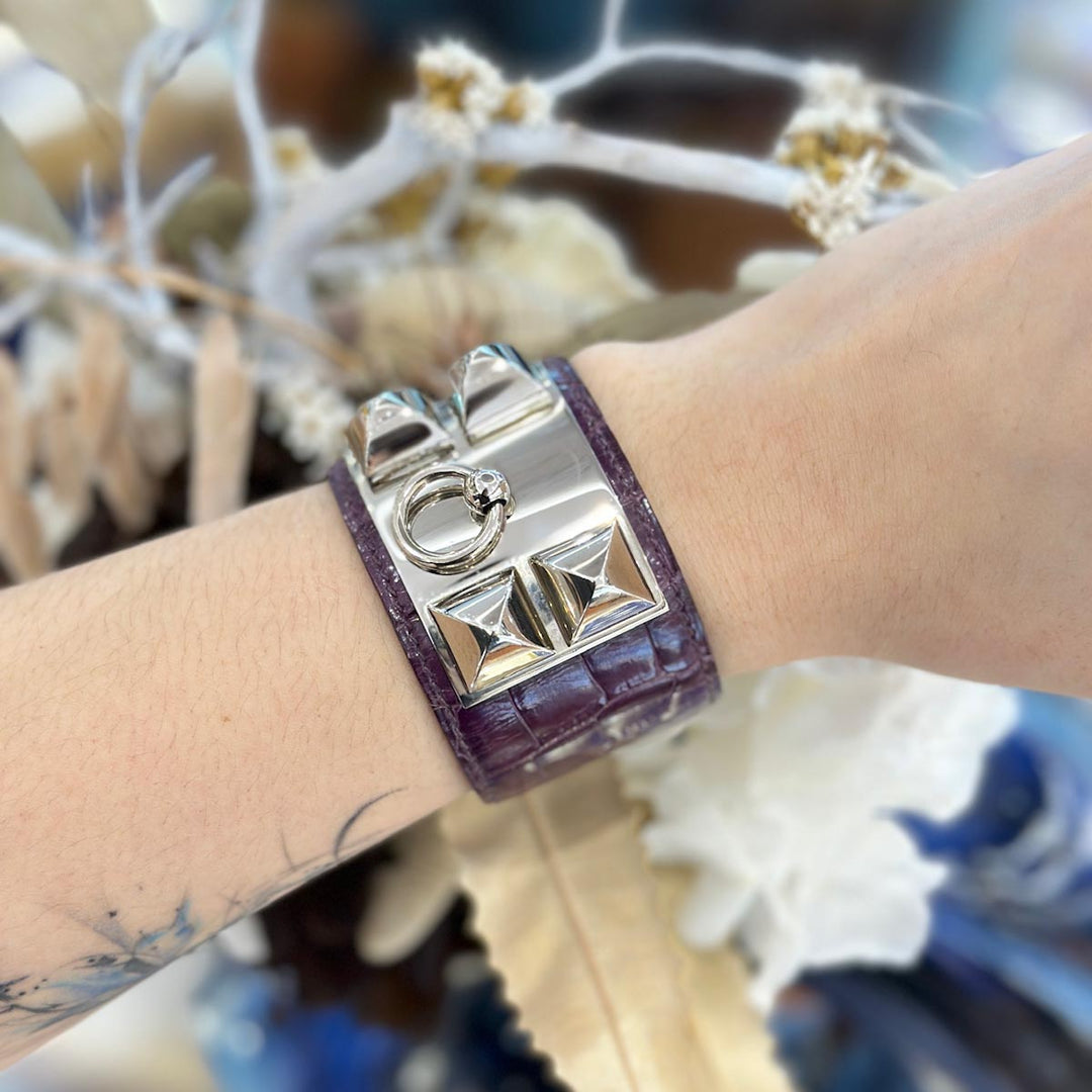 Hermes Collier de Chien Alligator Purple Bangle #S - Jiaxyk