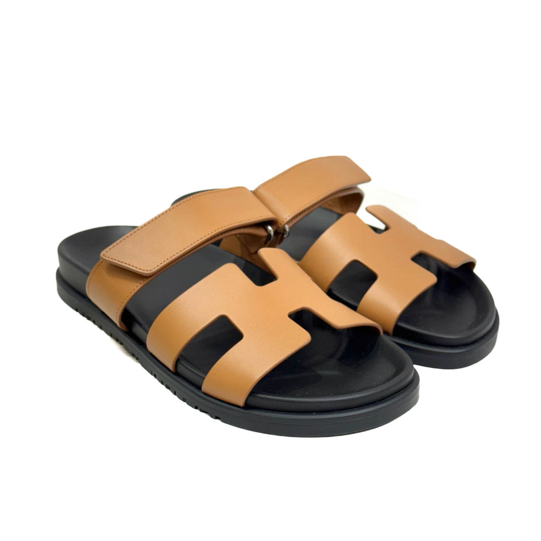 Hermes Brown Chypre Sandals - Jiaxyk