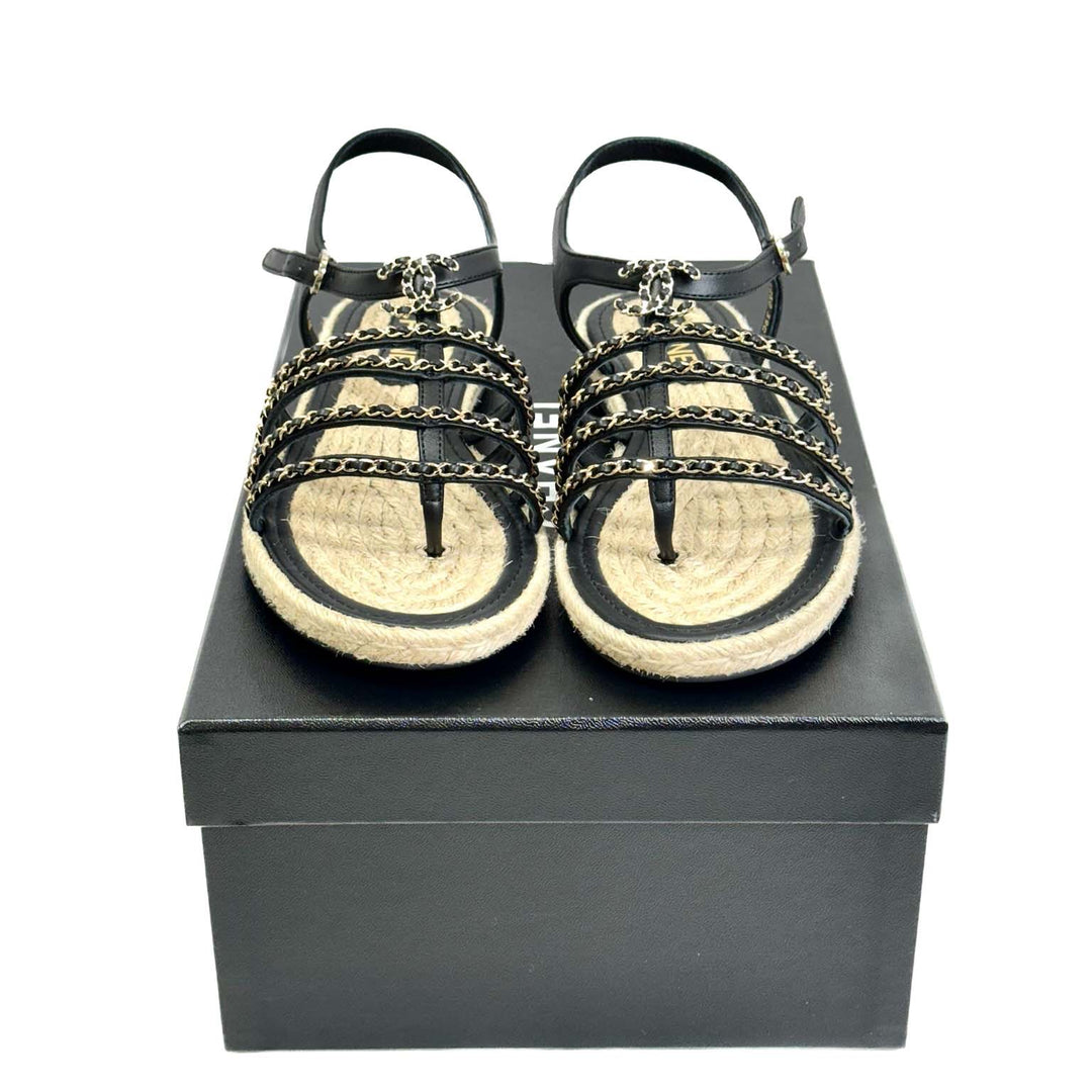 Chanel Black Chain Sandals - Jiaxyk