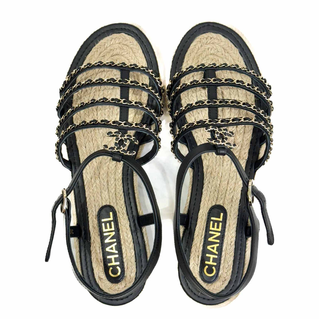 Chanel Black Chain Sandals - Jiaxyk