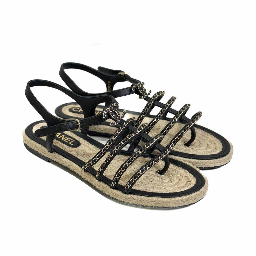 Chanel Black Chain Sandals - Jiaxyk