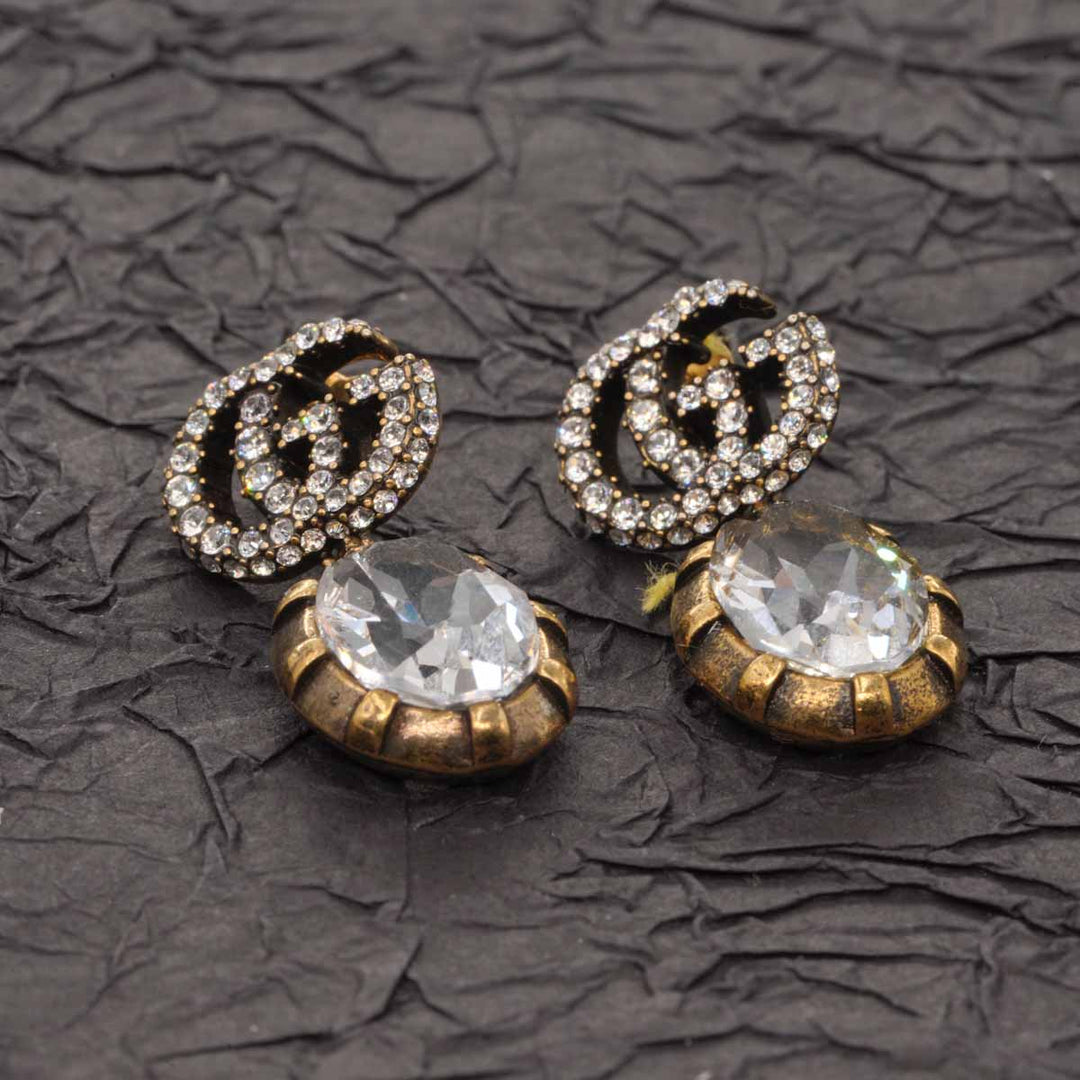 Gucci Double G Earrings With Crystal - Jiaxyk
