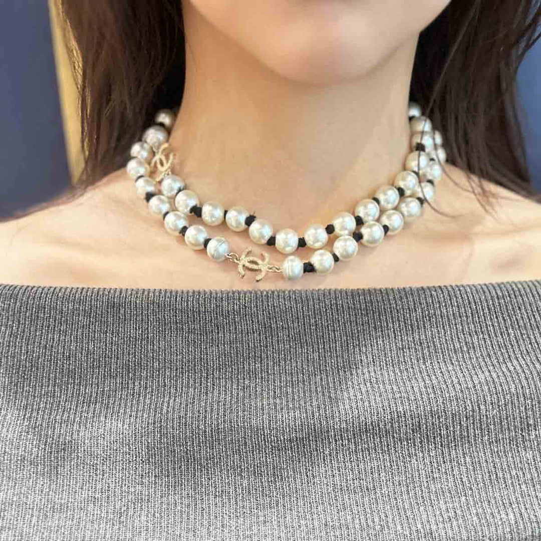 Chanel CC Logo Pearl Long Necklace A16K - Jiaxyk