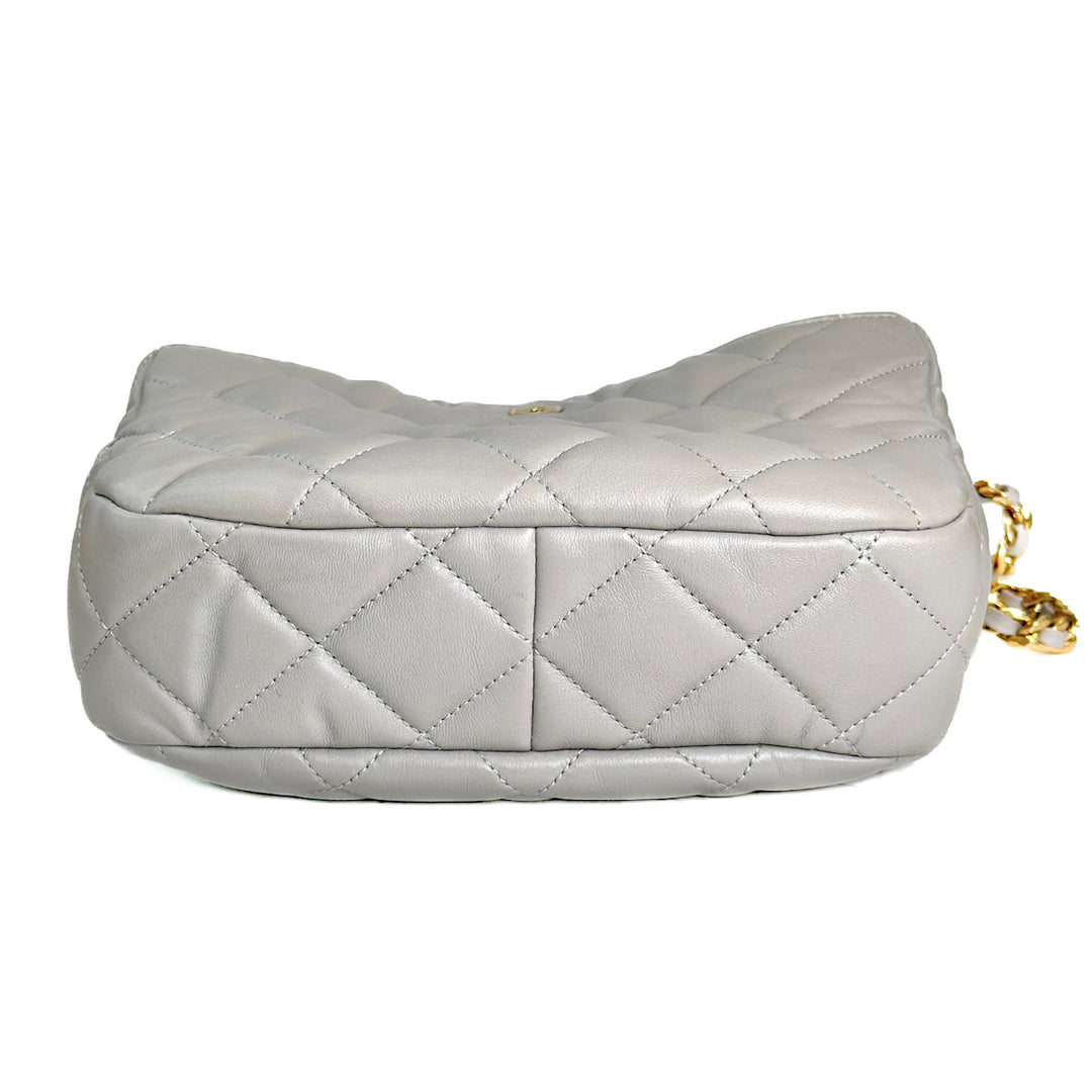 Chanel Hobo Chain Bag Lambskin Grey