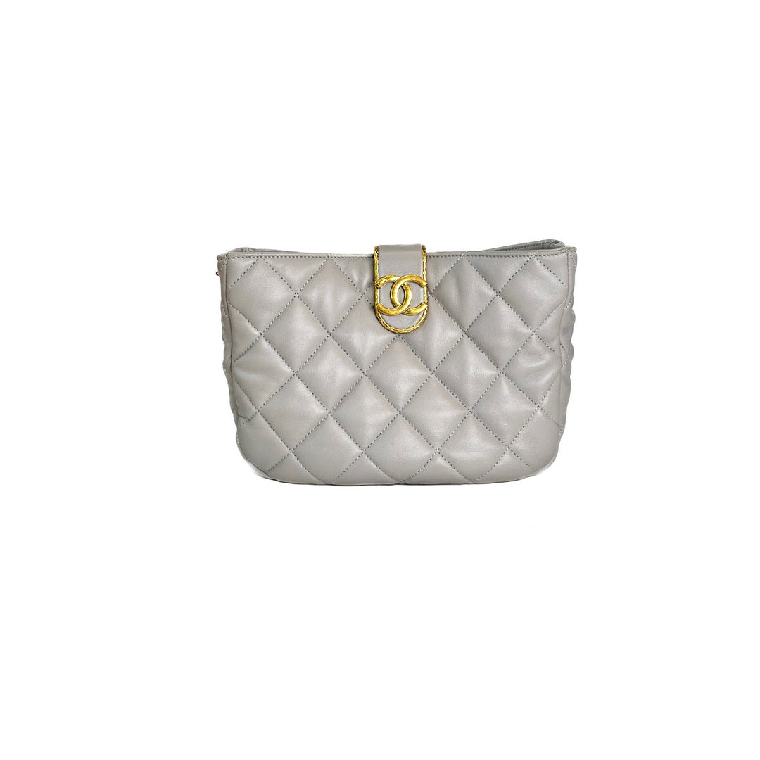 Chanel Hobo Chain Bag Lambskin Grey