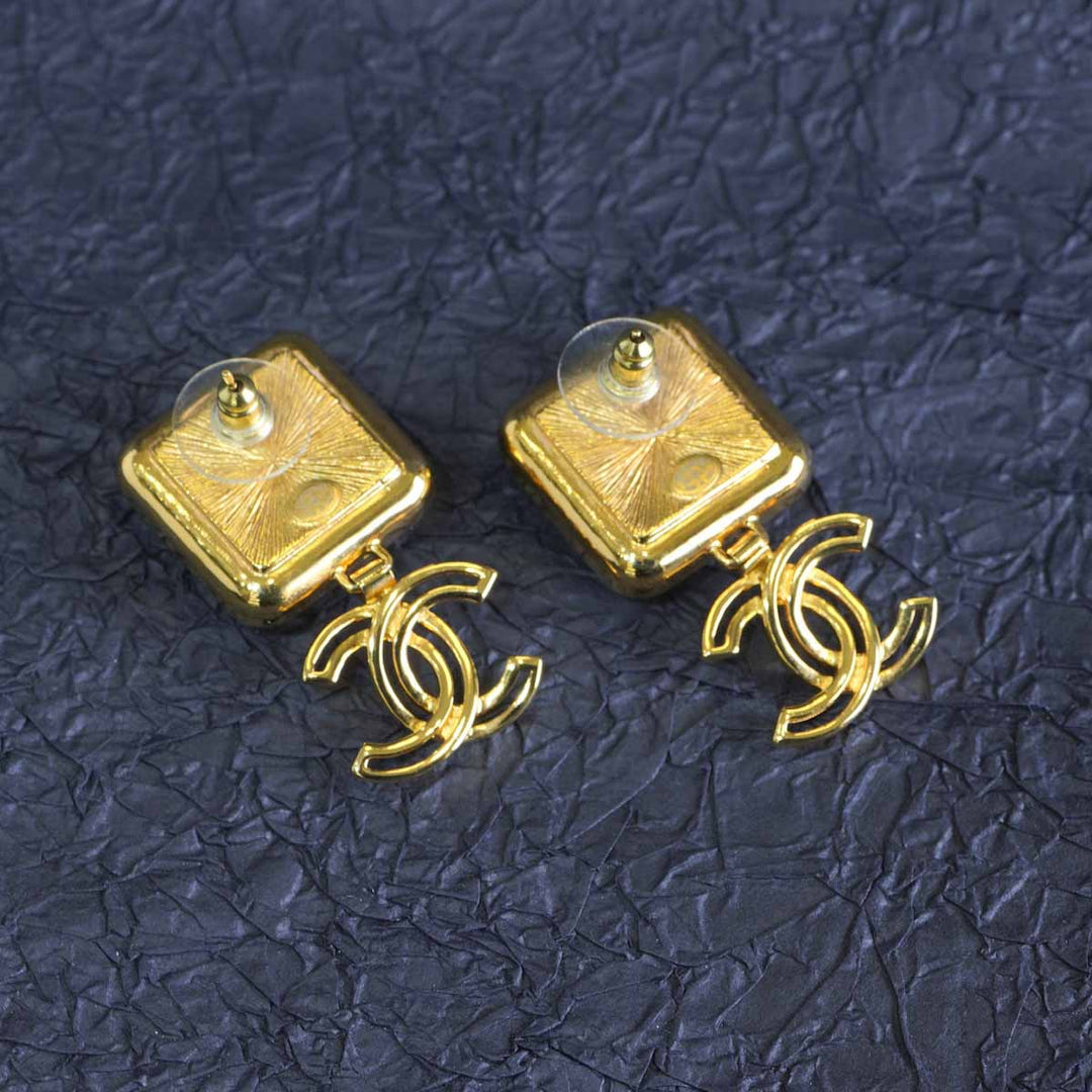 Chanel Aquare Pearl CC Logo Earrings