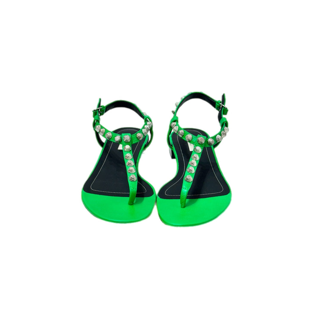 Balenciaga Arena Studded Thong Sandals Green #38.5 - Jiaxyk