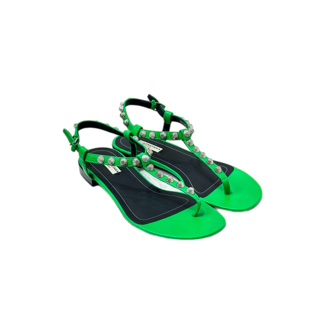 Balenciaga Arena Studded Thong Sandals Green #38.5 - Jiaxyk