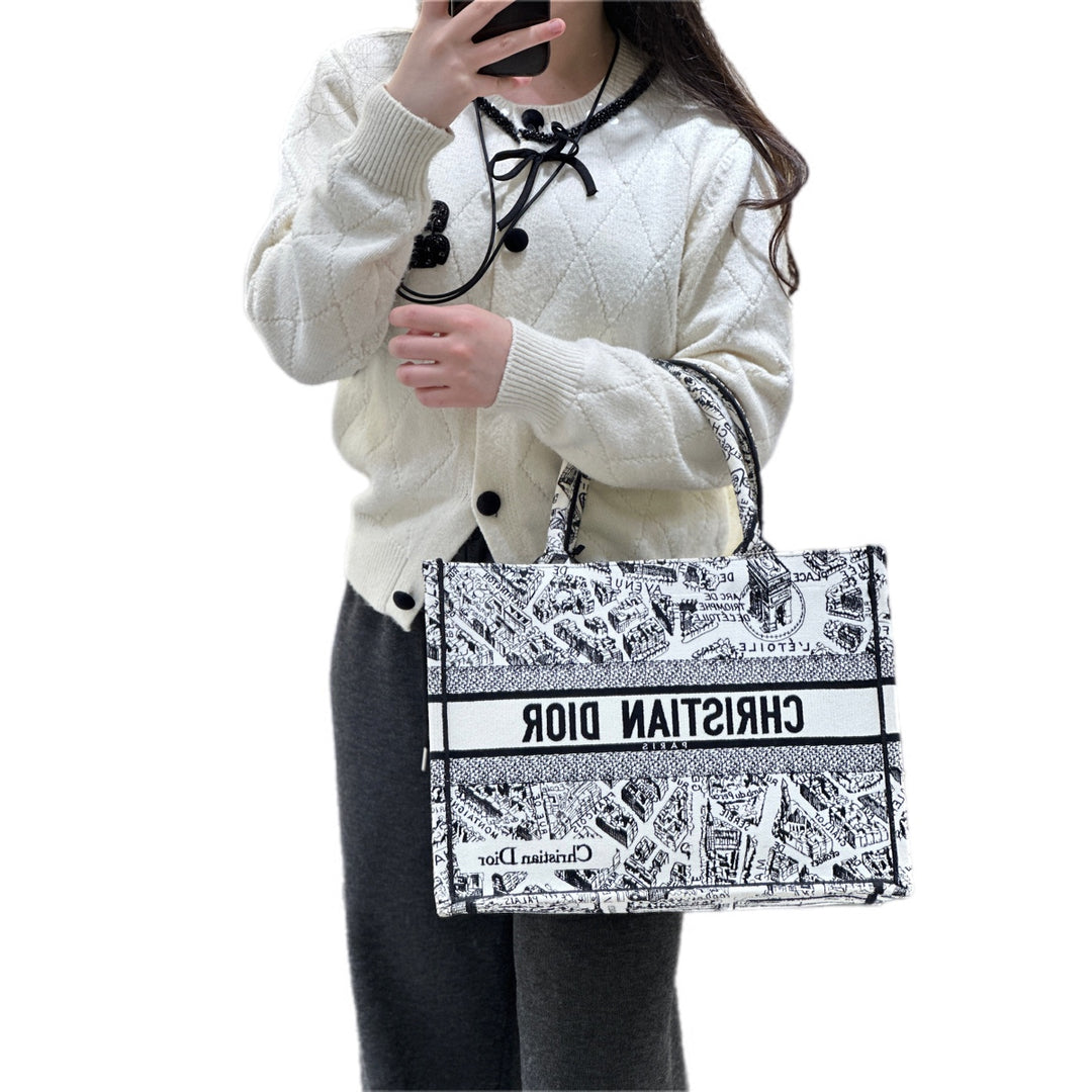 Dior Book Tote MM Black & White Bag