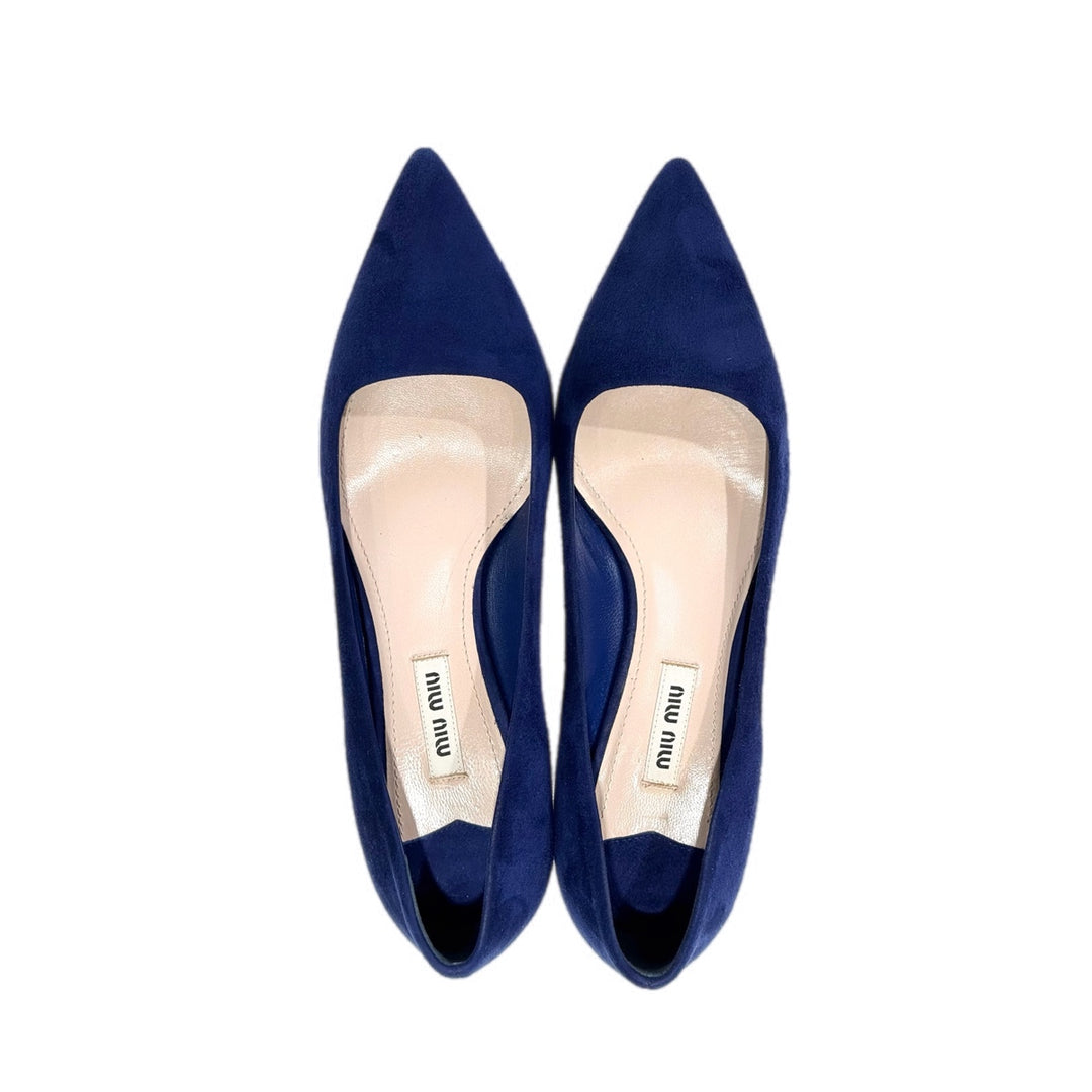 Miumiu Blue Suede Heels #37.5 - Jiaxyk