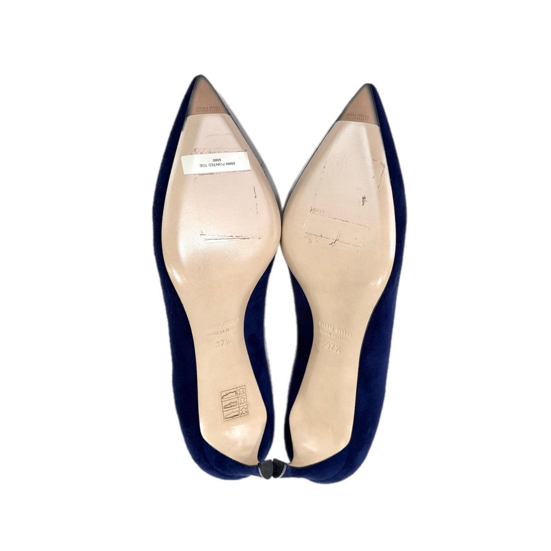 Miumiu Blue Suede Heels #37.5 - Jiaxyk