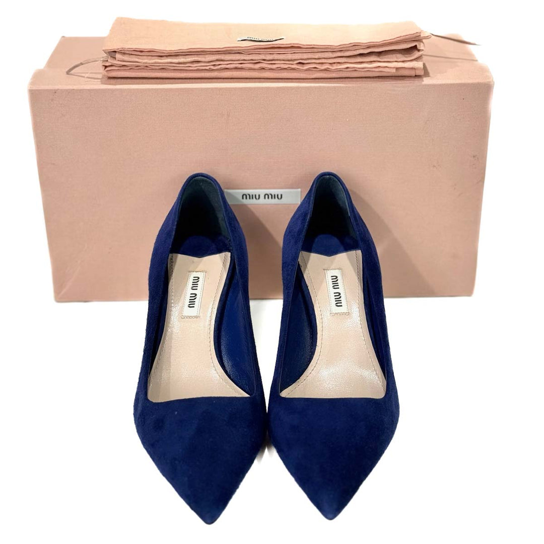 Miumiu Blue Suede Heels #37.5 - Jiaxyk
