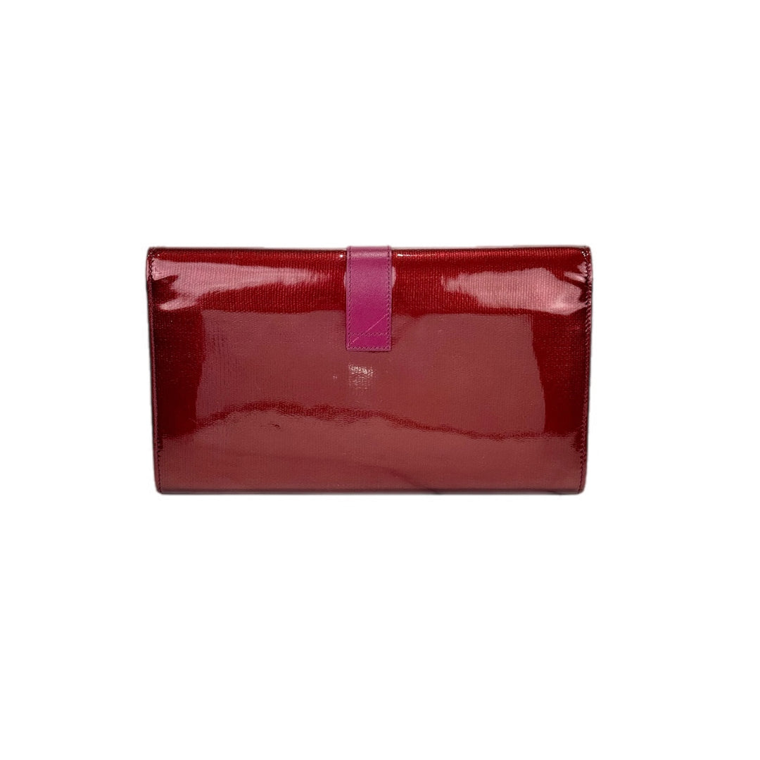 YSL Y-Ligne Clutch Burgundy Patent