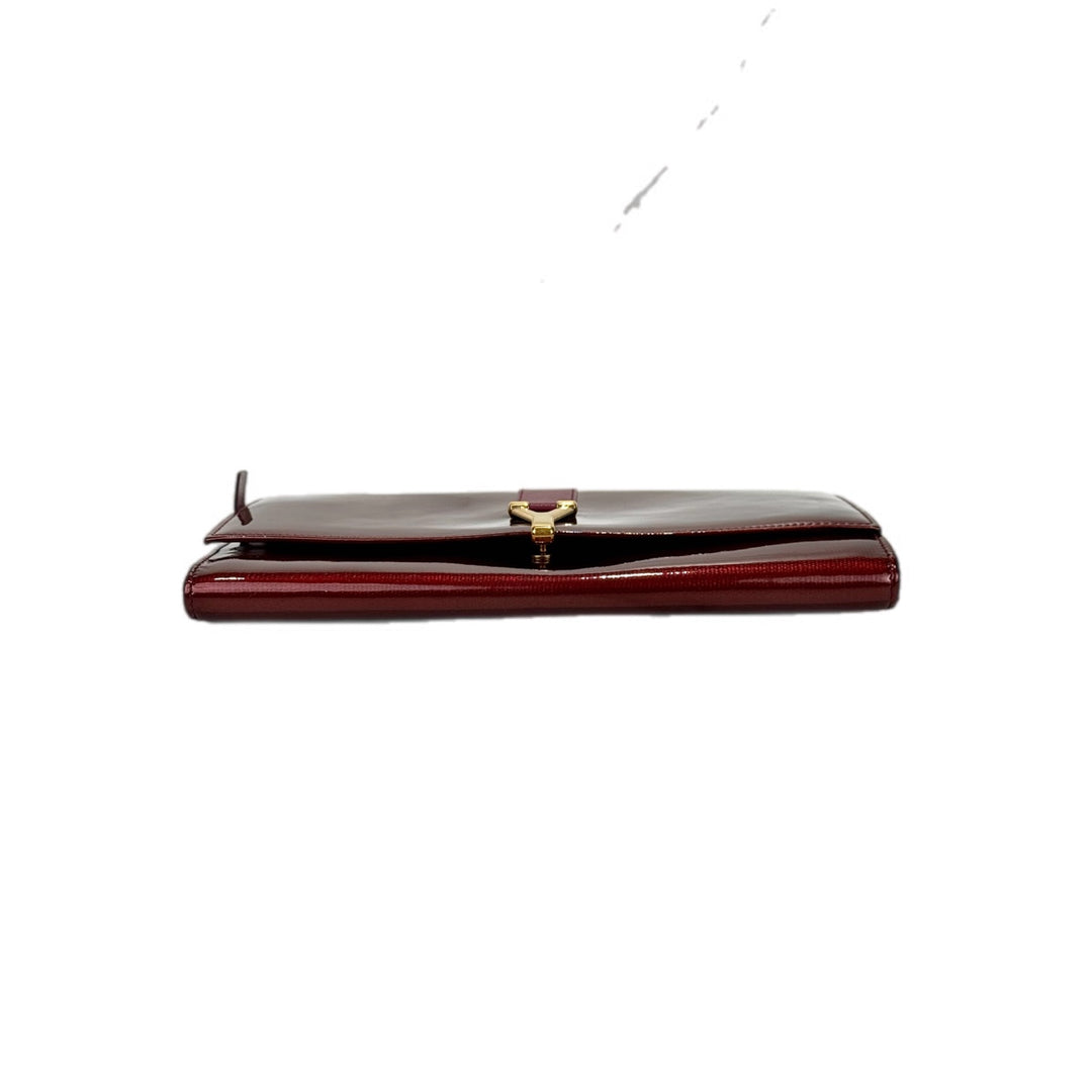 YSL Y-Ligne Clutch Burgundy Patent