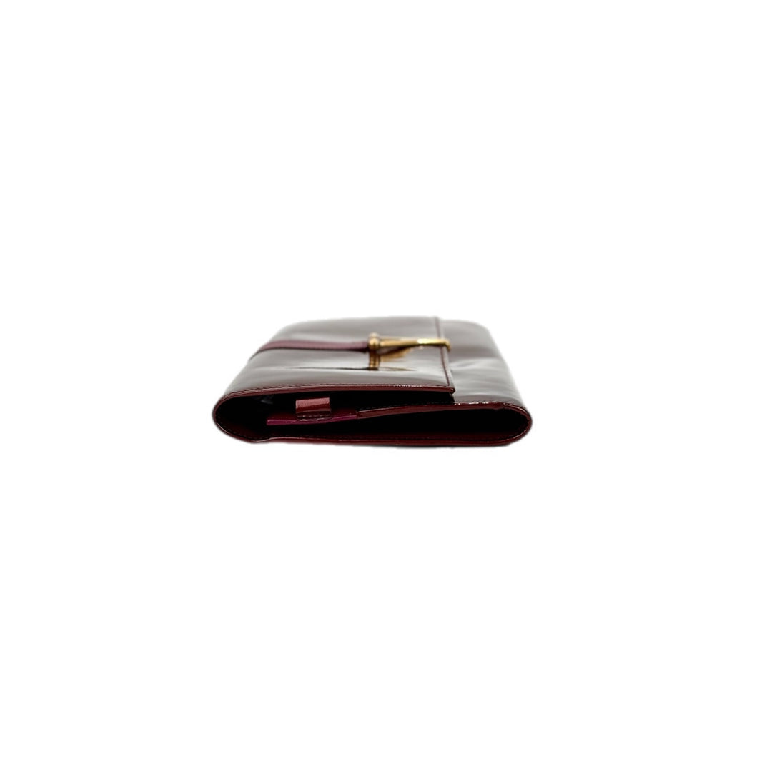 YSL Y-Ligne Clutch Burgundy Patent
