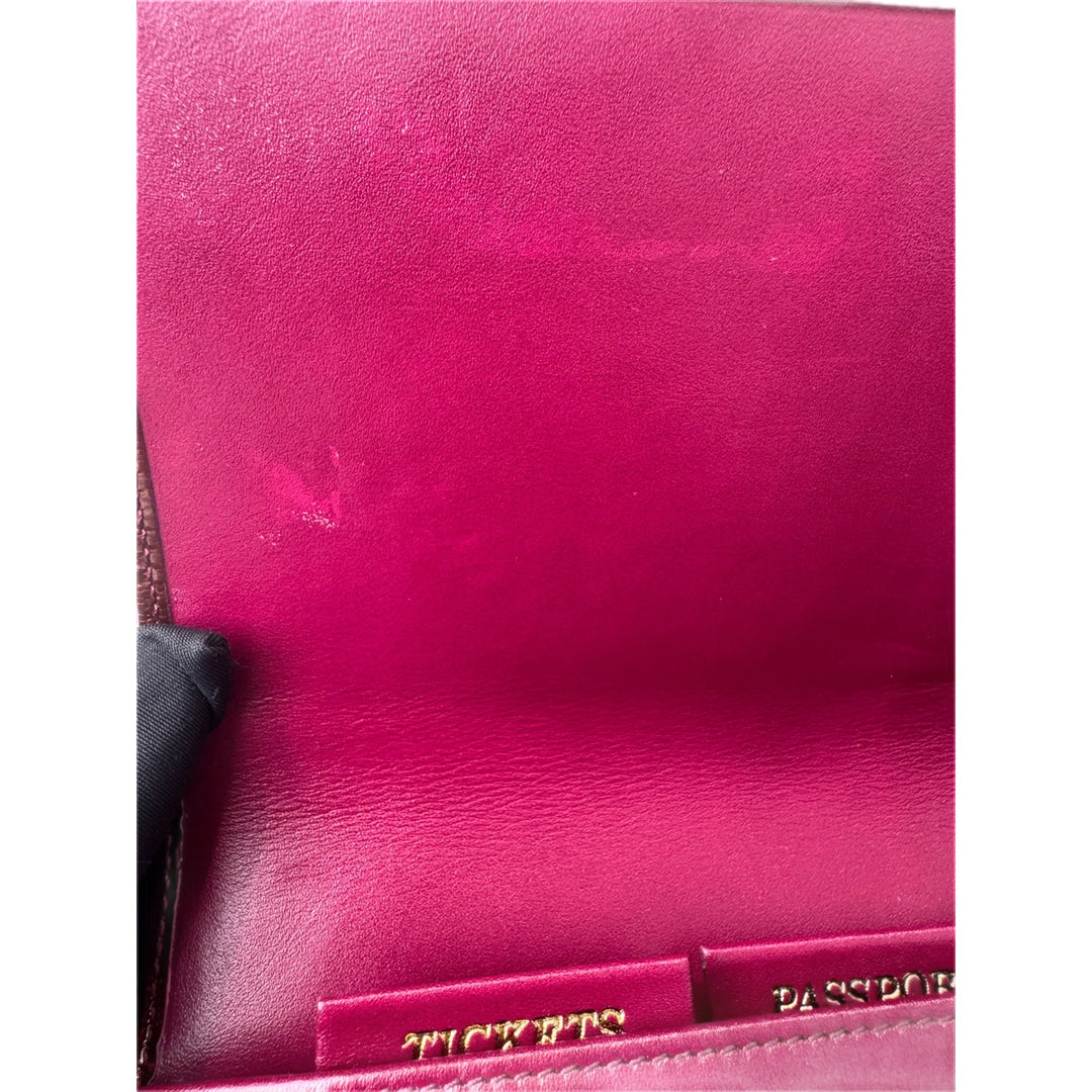 YSL Y-Ligne Clutch Burgundy Patent
