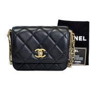 Chanel Black Lambskin Mini Flap Chain Bag