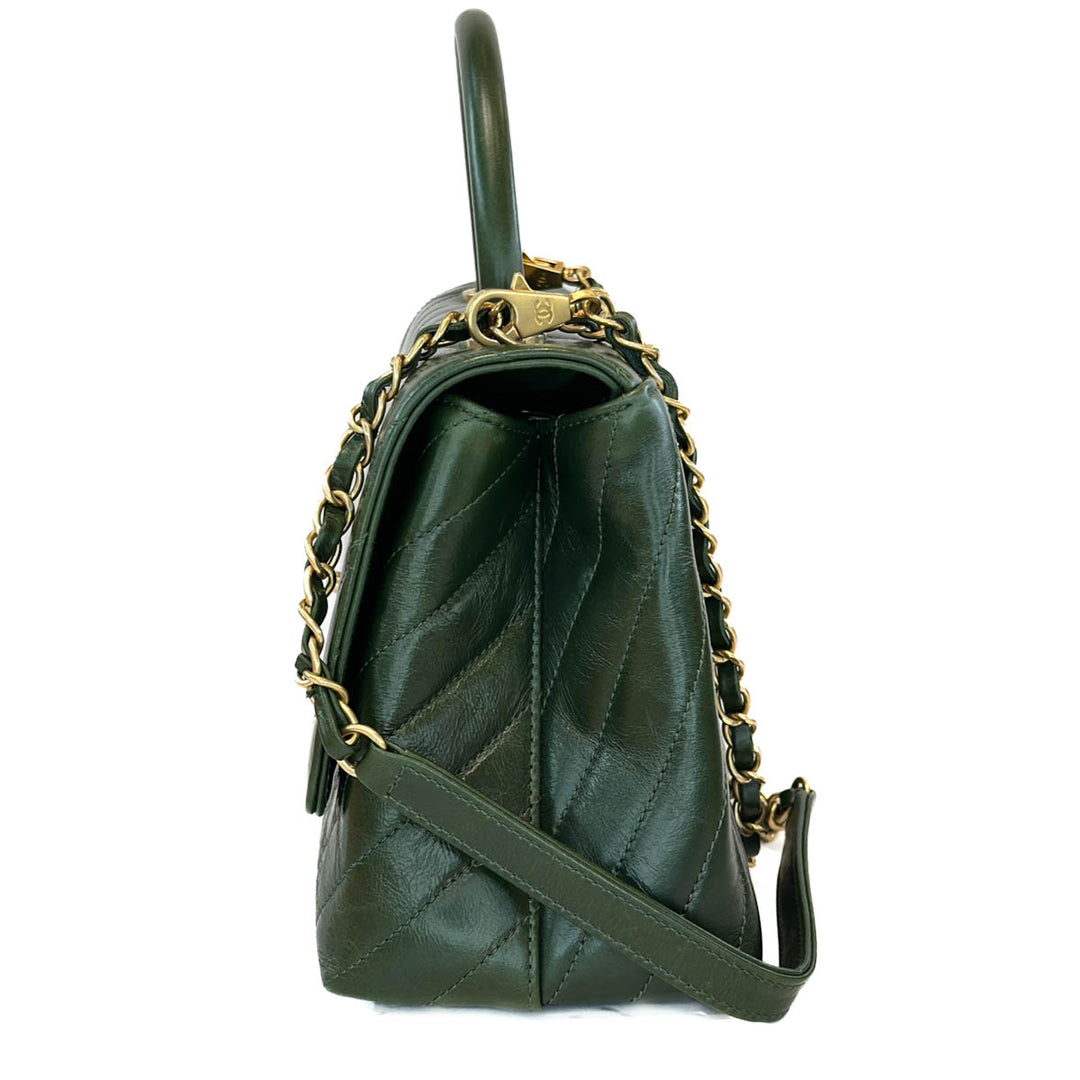 Chanel Green Medium Coco Handle Bag - Jiaxyk