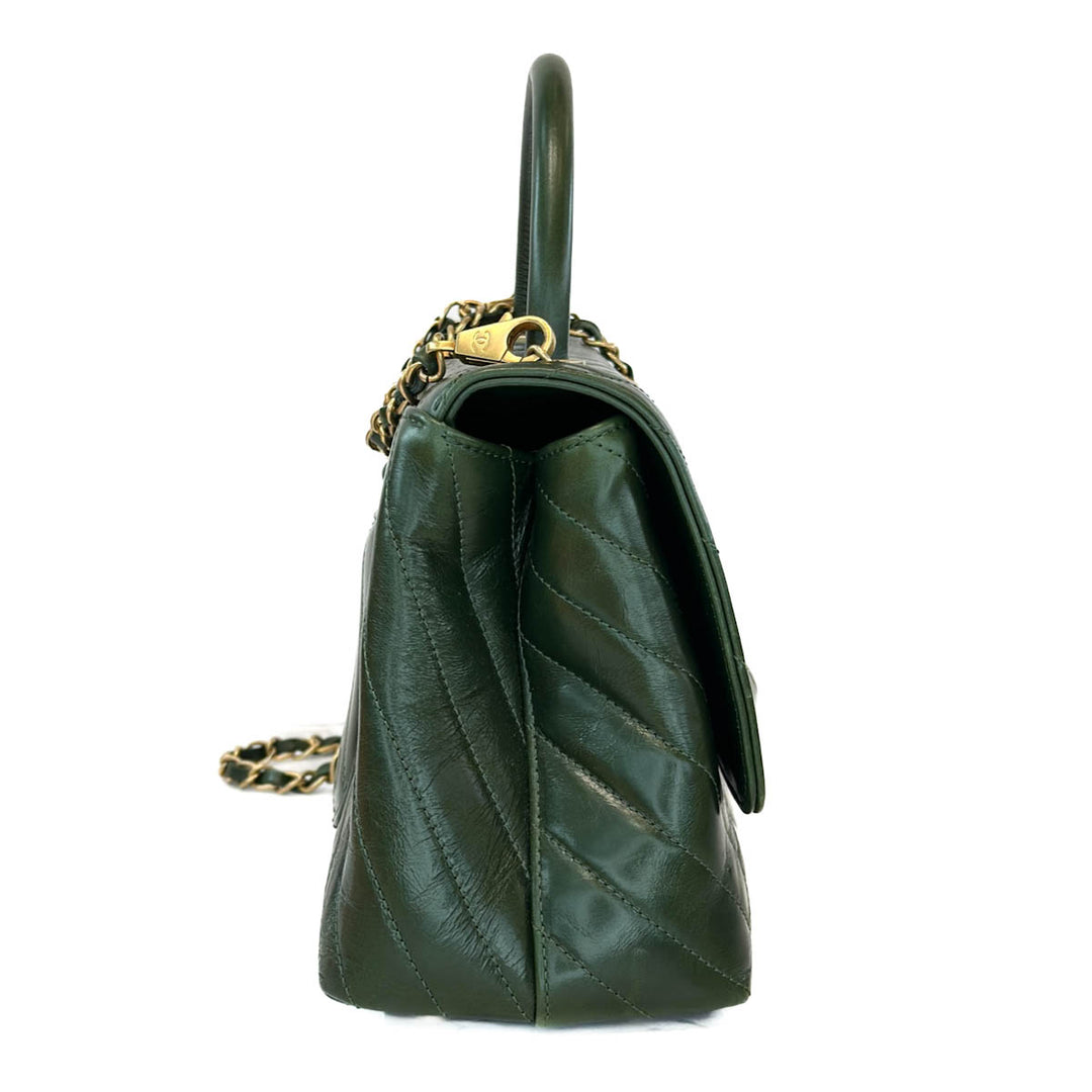 Chanel Green Medium Coco Handle Bag - Jiaxyk