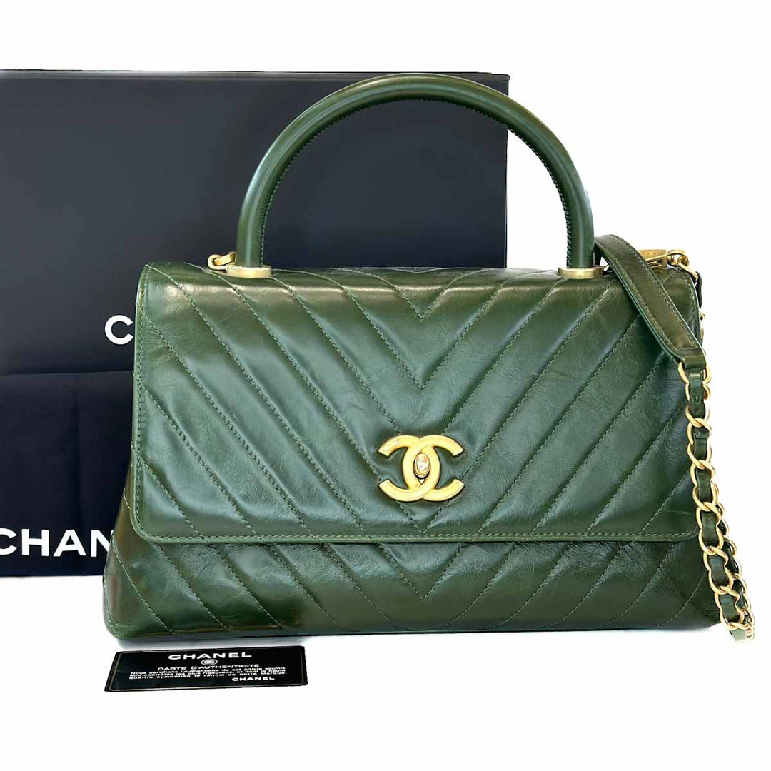 Chanel Green Medium Coco Handle Bag - Jiaxyk