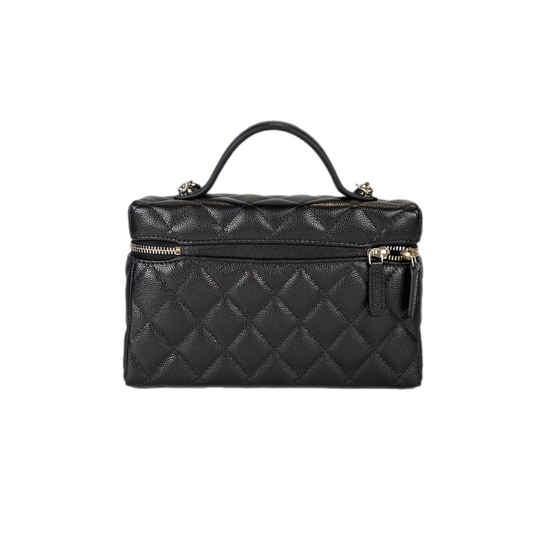 Chanel Black Caviar Top Handle Vanity Bag
