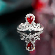 Natural Pigeon Blood Ruby Stone Ring 0.37ct, Diamond 0.3ct 18K Gold