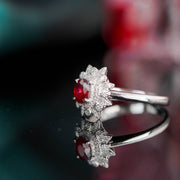 Mozambique Natural No-Heat Ruby Stone Ring 0.56ct, Diamond 0.156ct 18K Gold