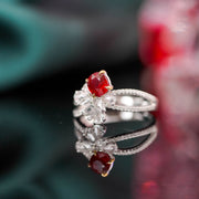 Mozambique Natural Pigeon Blood No-Heat Ruby Stone Ring 0.99ct, Diamond 0.58ct 18K Gold