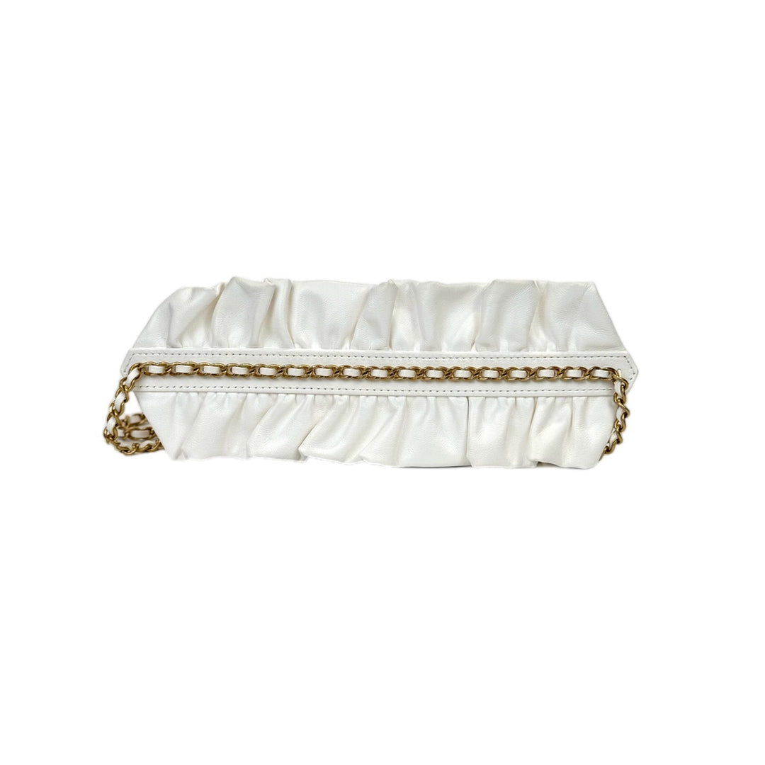 Chanel White Card Holder With Strap