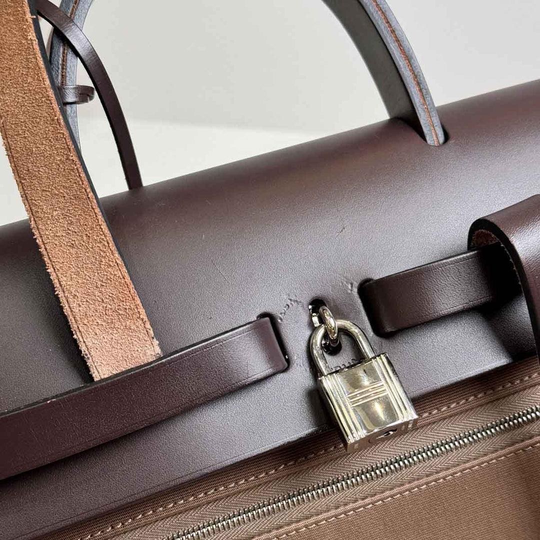 Hermes Toile Officer Ebene Vache Hunter Herbag