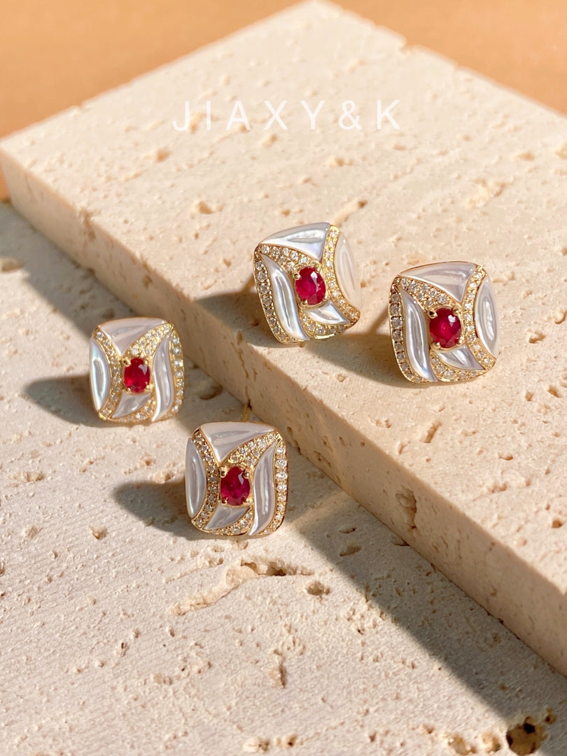 Shell Ruby Earrings - Jiaxyk