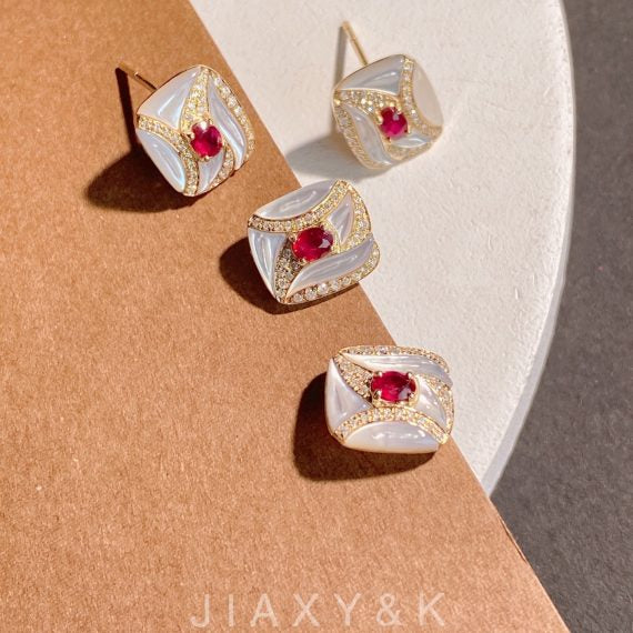 Shell Ruby Earrings - Jiaxyk