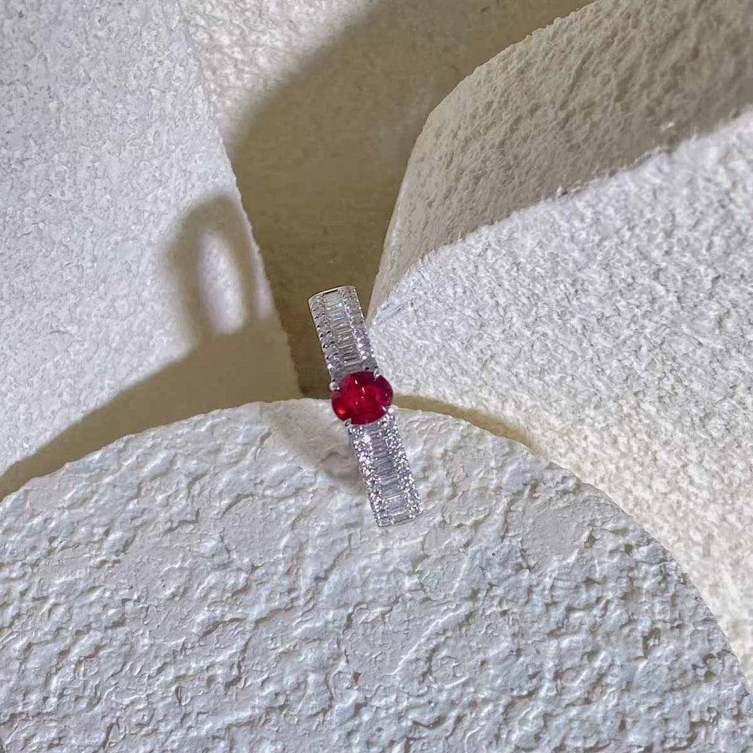 Ruby Diamond Ring D0.39ct d0.42ct 18K Pigeon Blood