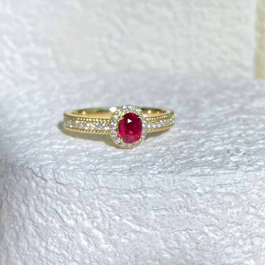 Mozambique Pigeon Blood Ruby Ring D0.36ct d0.22ct 18K - Jiaxyk