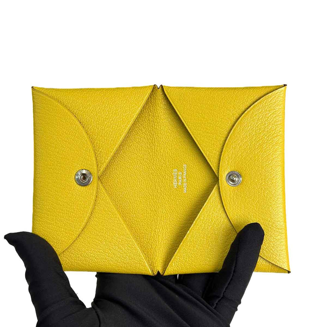 Hermes Yellow Calvi Card Holder - Jiaxyk