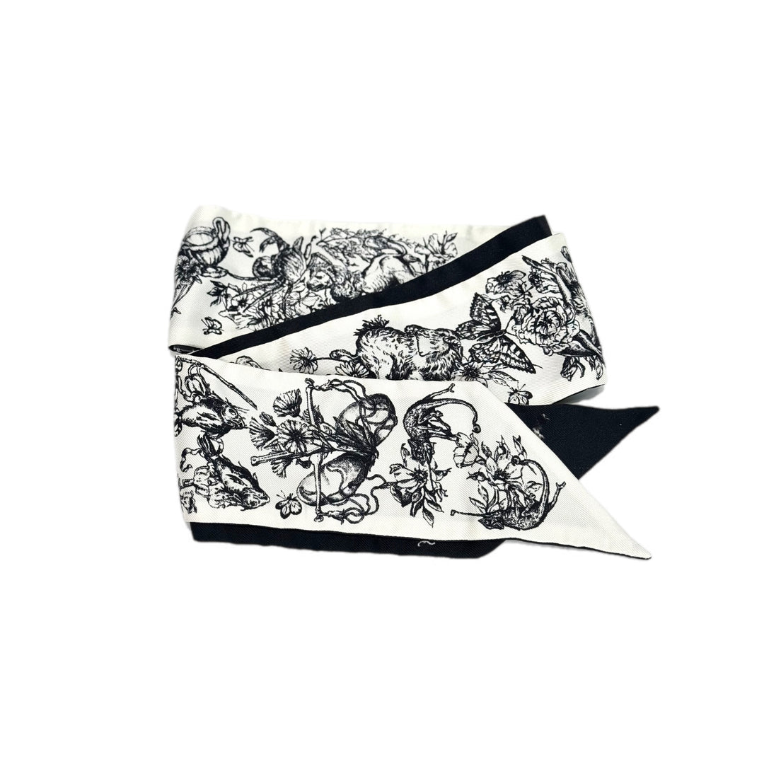 Dior Black and White Silk Twilly