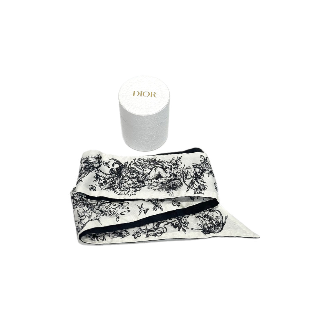 Dior Black and White Silk Twilly