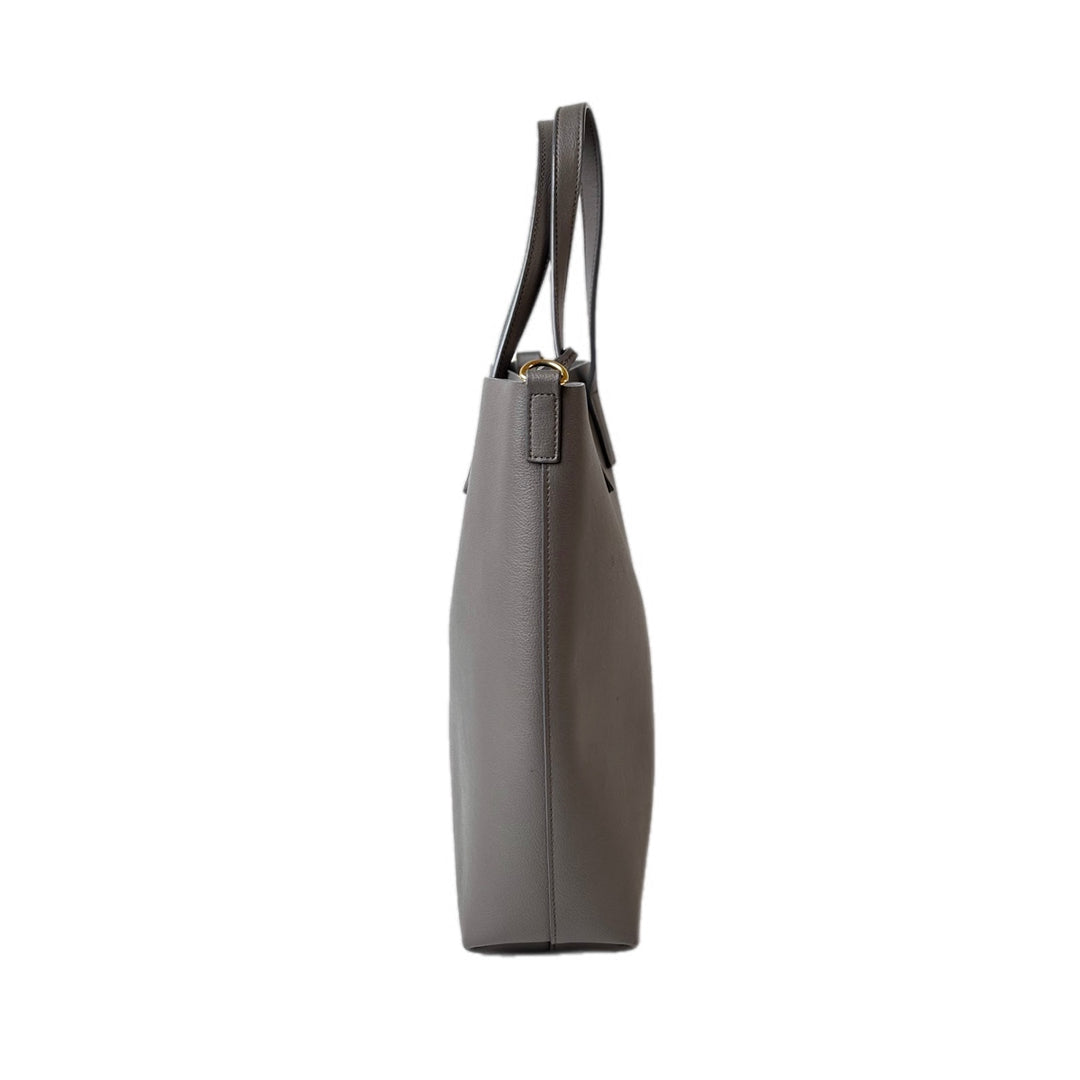 YSL Shopping Tote Bag With strap Grey Calfskin