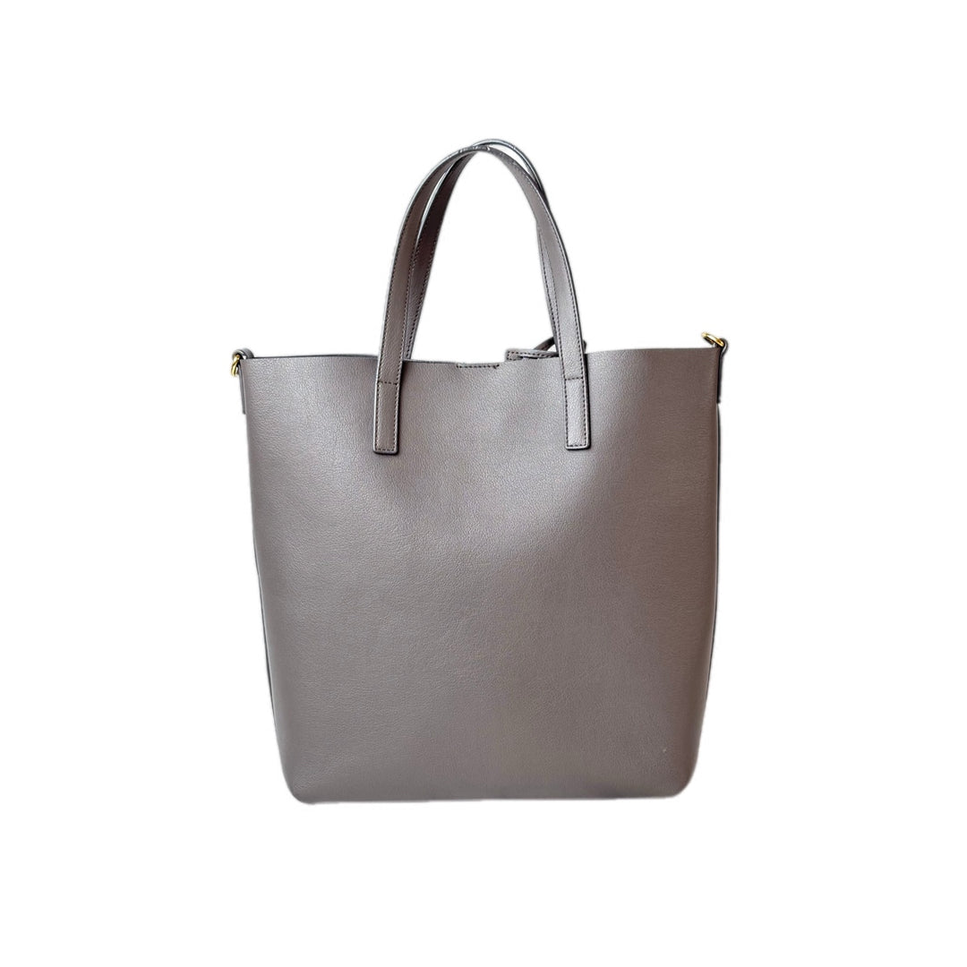 YSL Shopping Tote Bag With strap Grey Calfskin
