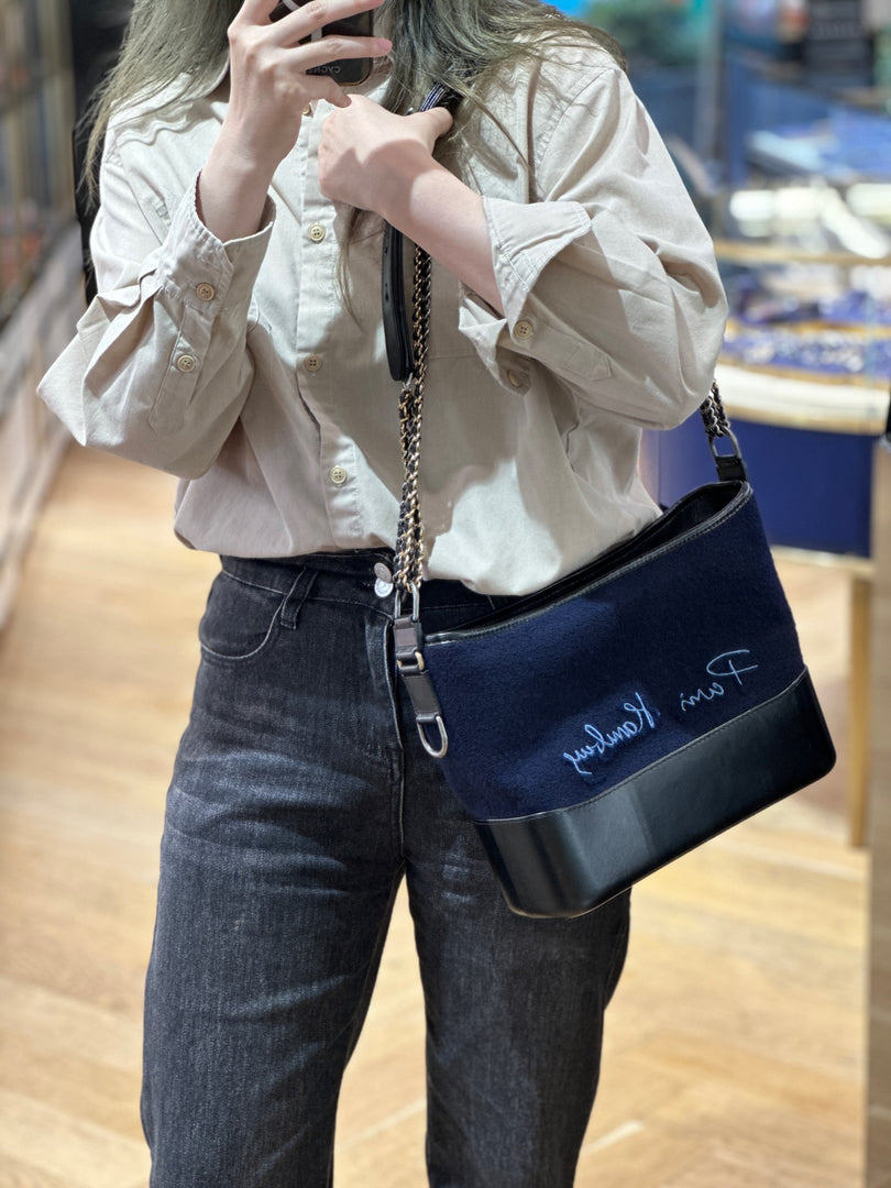 Chanel Medium Navy Wool Embroidered Paris Hamburg Gabrielle - Jiaxyk
